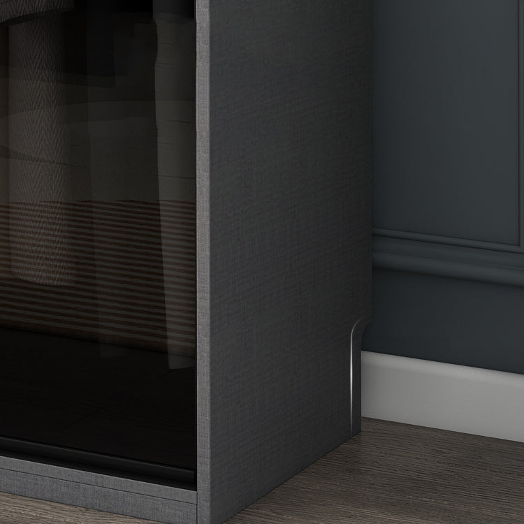 Modern Style Glass Wardrobe Black Colour Wardrobe Closet with Sliding Door