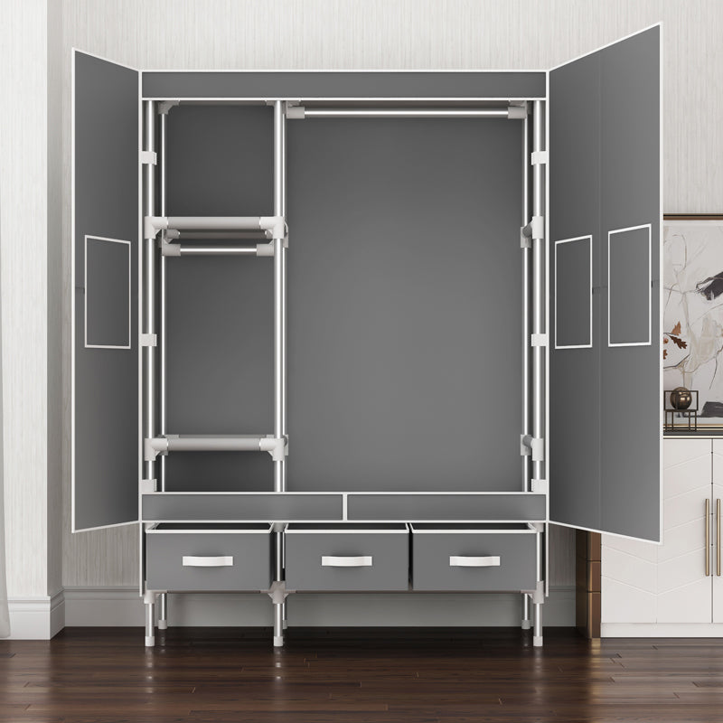 Contemporary Metal Wardrobe for Home Matte Finish Cabinet with Legs