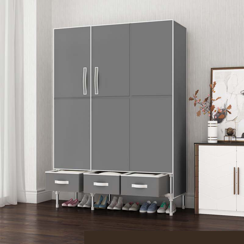 Contemporary Metal Wardrobe for Home Matte Finish Cabinet with Legs