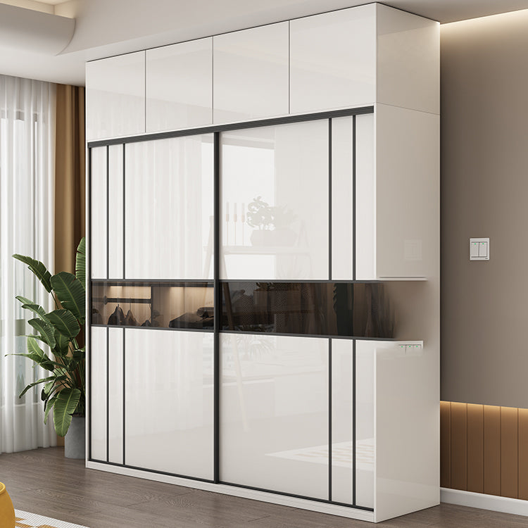 White Colour Wooden Wardrobe Cloth Rod Included Wardrobe Closet with Shelves