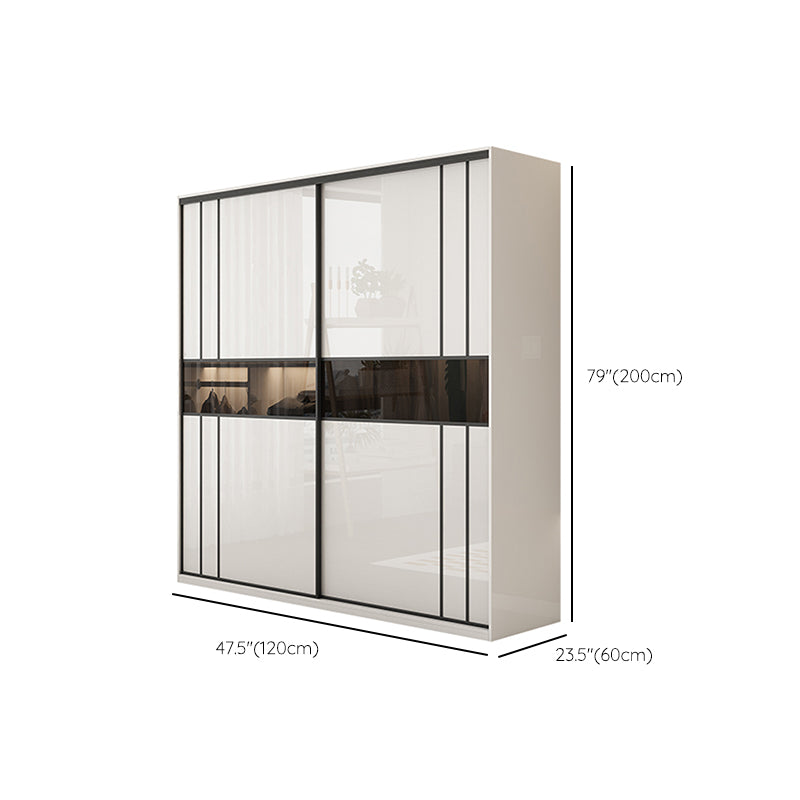 White Colour Wooden Wardrobe Cloth Rod Included Wardrobe Closet with Shelves