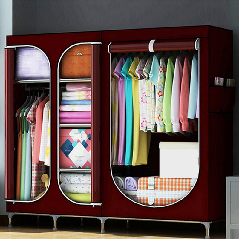 Contemporary Style Metal Wardrobe 3-door Wardrobe Closet for Home