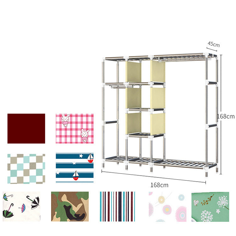 Contemporary Style Metal Wardrobe 3-door Wardrobe Closet for Home