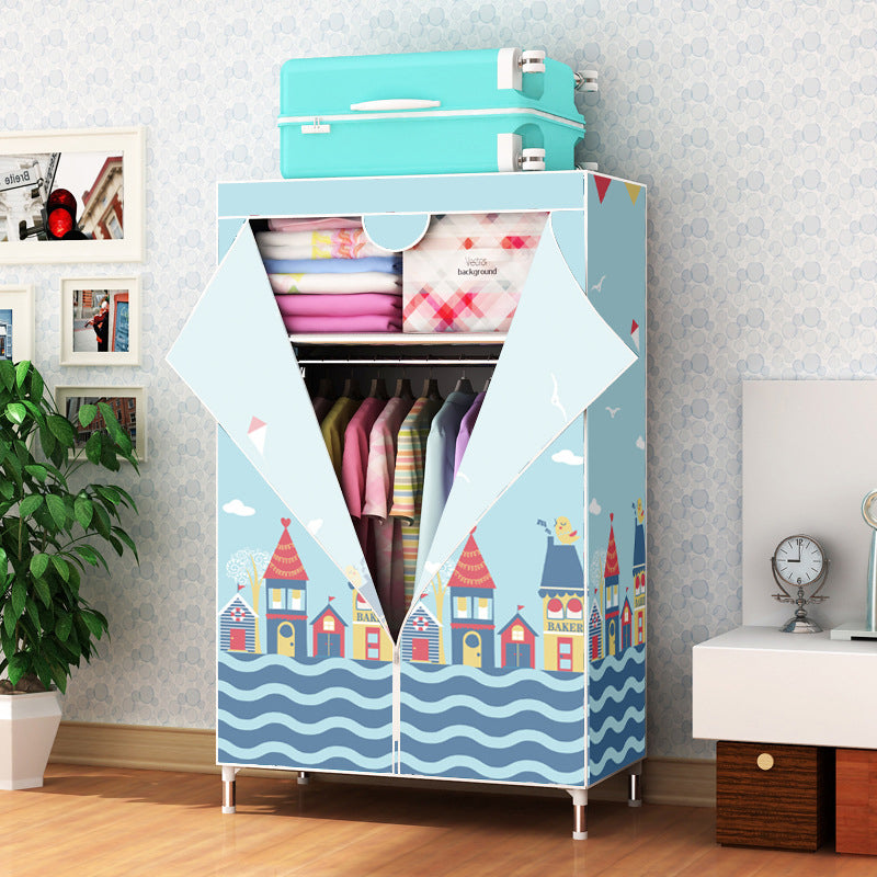 Contemporary Style Metal Wardrobe Cloth Rod Included Closet for Home