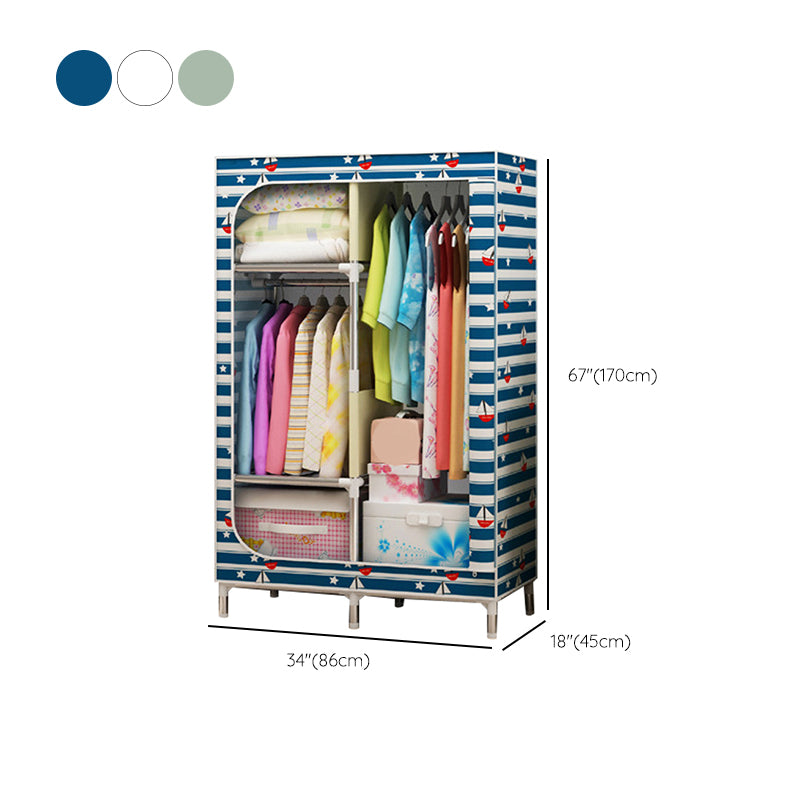 Contemporary Style Metal Wardrobe Cloth Rod Included Closet for Home