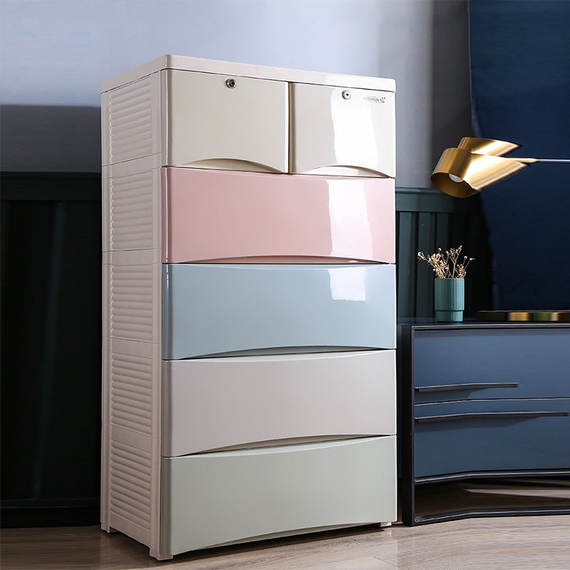 Plastic Polished Finish Storage Cabinet Contemporary Cabinet with Drawers