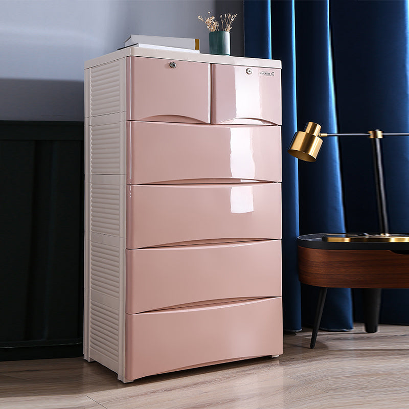 Plastic Polished Finish Storage Cabinet Contemporary Cabinet with Drawers