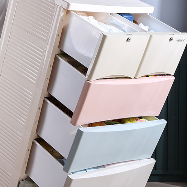 Plastic Polished Finish Storage Cabinet Contemporary Cabinet with Drawers