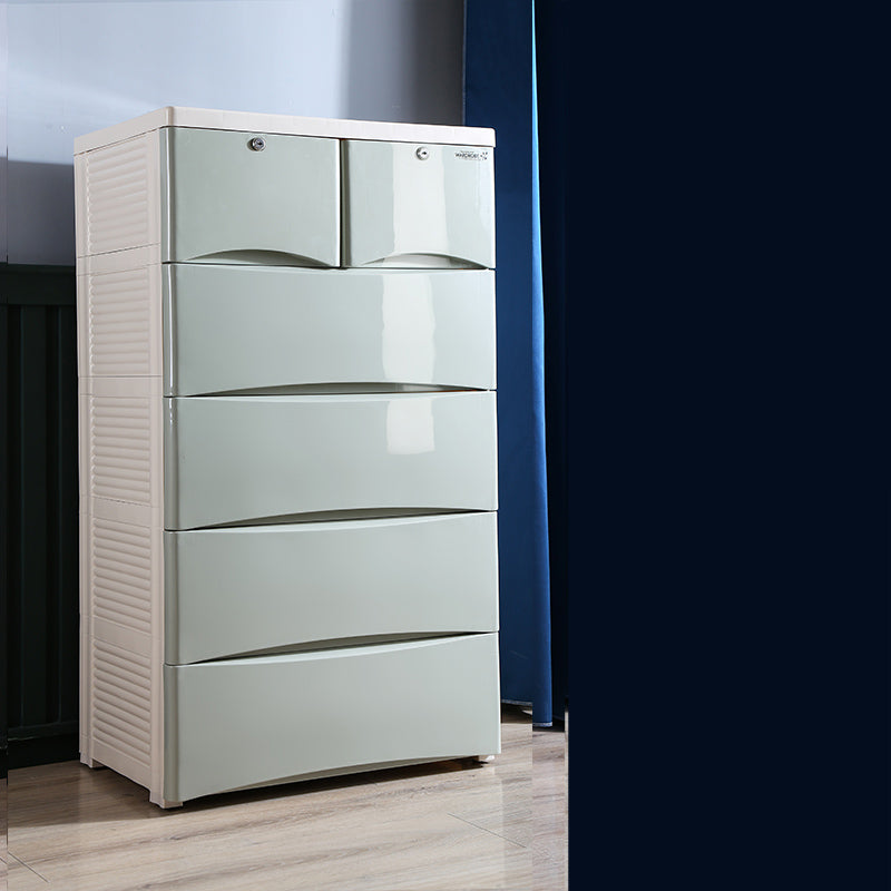 Plastic Polished Finish Storage Cabinet Contemporary Cabinet with Drawers