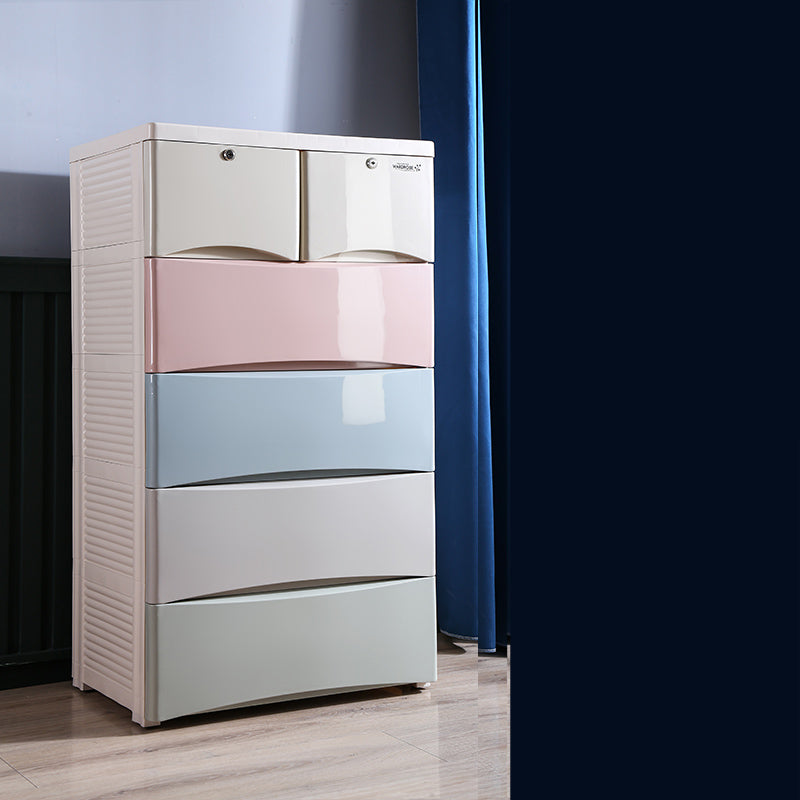 Plastic Polished Finish Storage Cabinet Contemporary Cabinet with Drawers