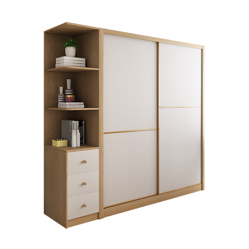 Contemporary Wooden Wardrobe Modern Cloth Rod Included Wardrobe Closet for Bedroom