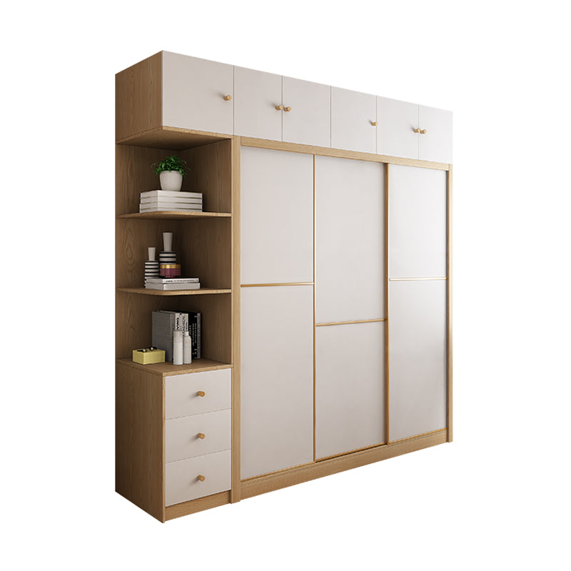 Contemporary Wooden Wardrobe Modern Cloth Rod Included Wardrobe Closet for Bedroom