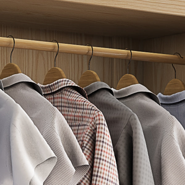 Contemporary Wooden Wardrobe Modern Cloth Rod Included Wardrobe Closet for Bedroom