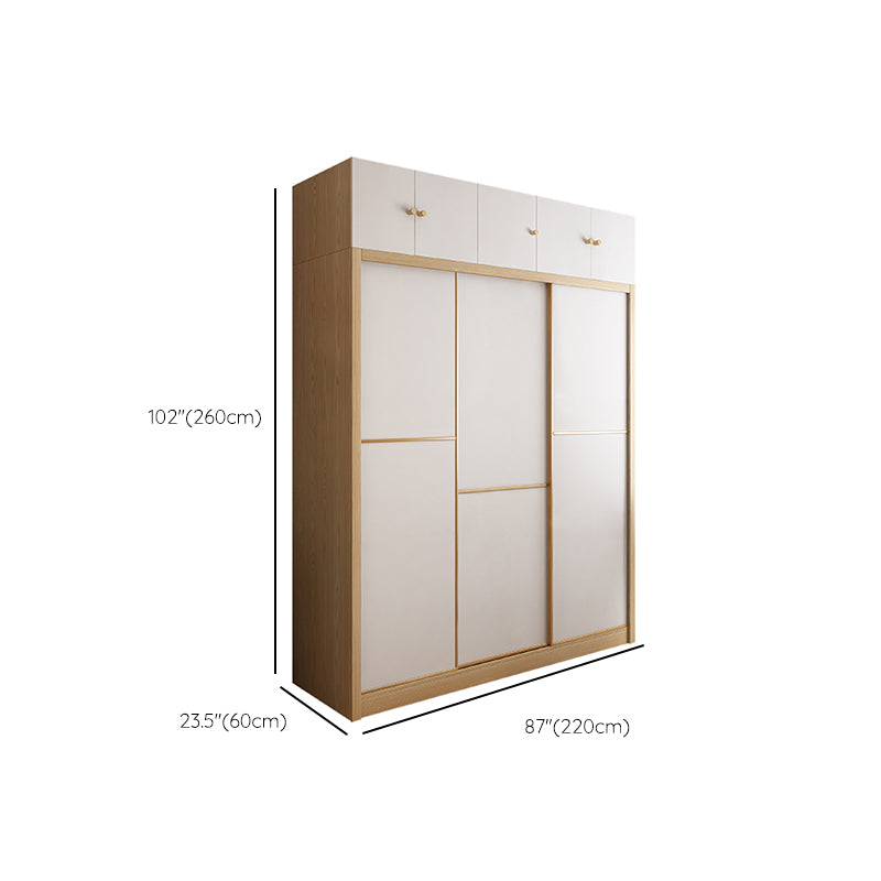 Contemporary Wooden Wardrobe Modern Cloth Rod Included Wardrobe Closet for Bedroom