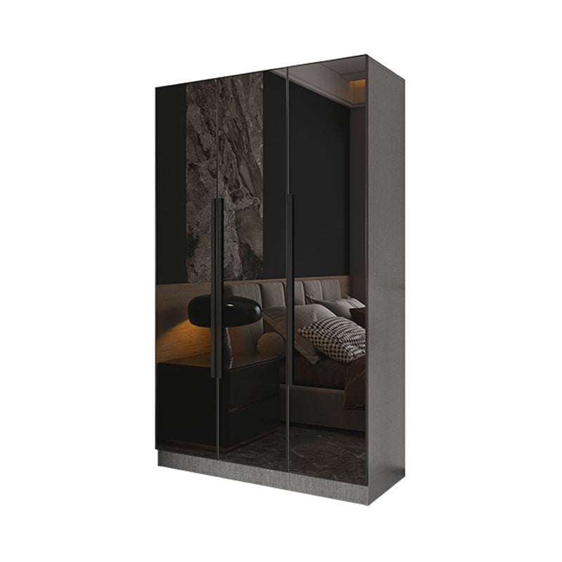 Black Color Glass Wardrobe Soft Close Door Wardrobe Closet for Home