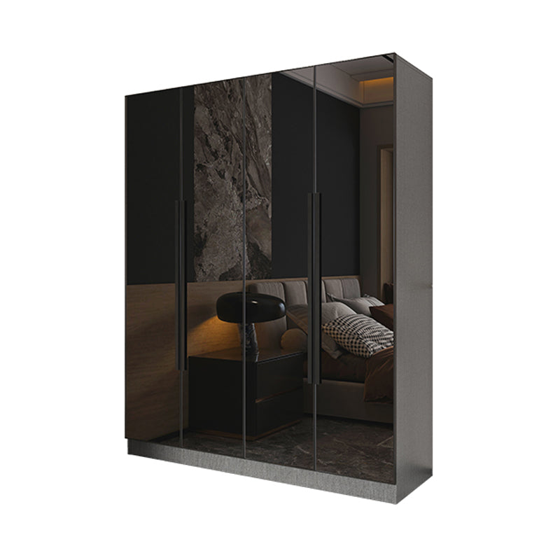 Black Color Glass Wardrobe Soft Close Door Wardrobe Closet for Home