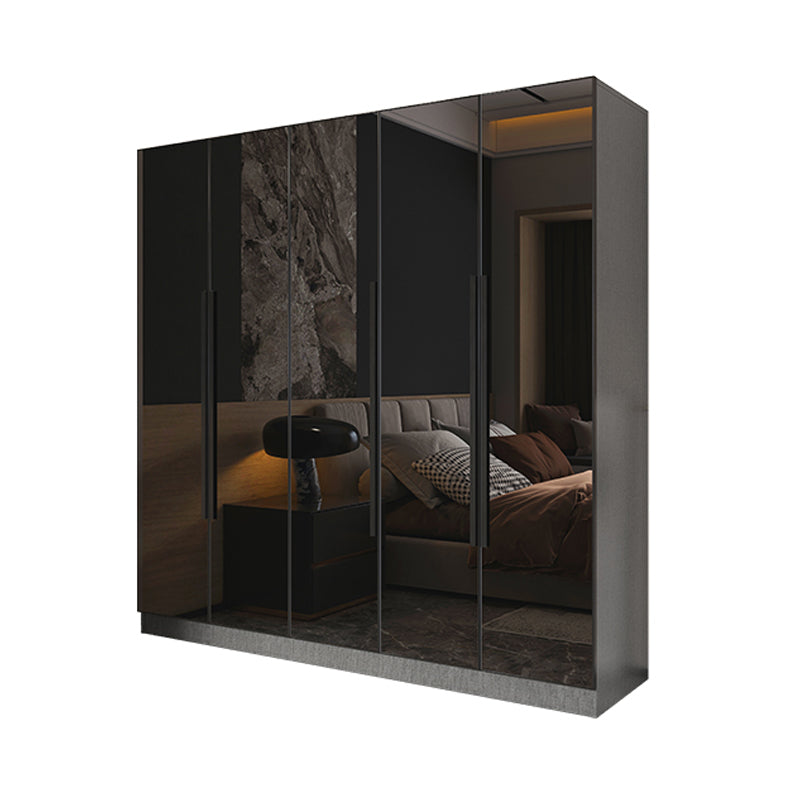 Black Color Glass Wardrobe Soft Close Door Wardrobe Closet for Home
