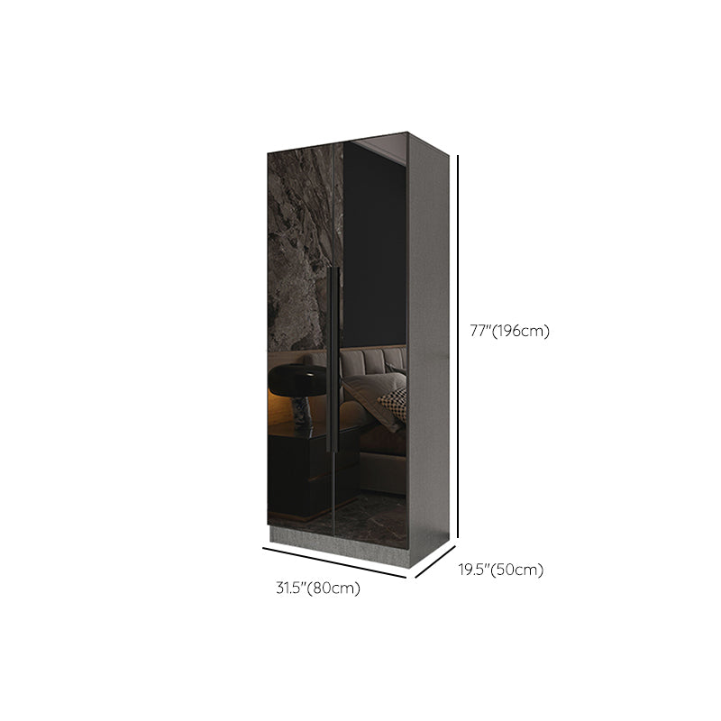 Black Color Glass Wardrobe Soft Close Door Wardrobe Closet for Home