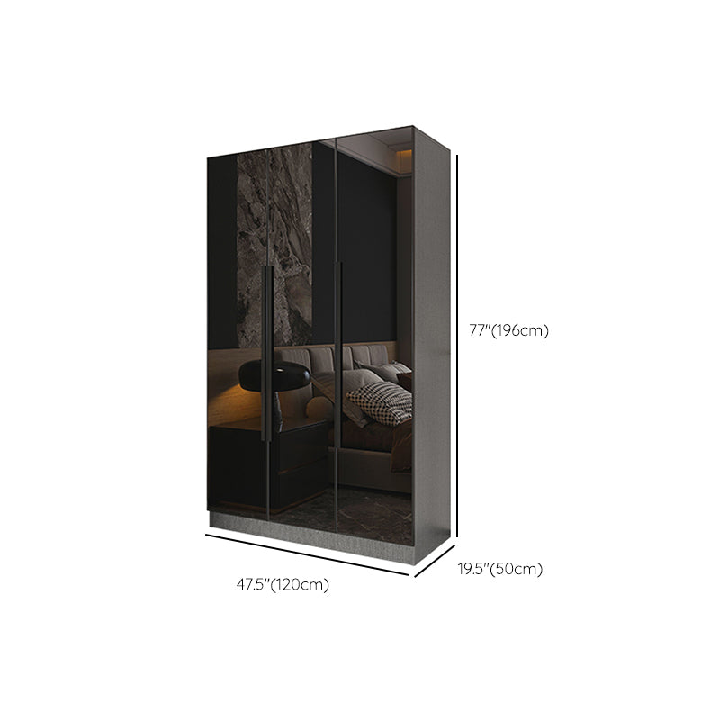Black Color Glass Wardrobe Soft Close Door Wardrobe Closet for Home