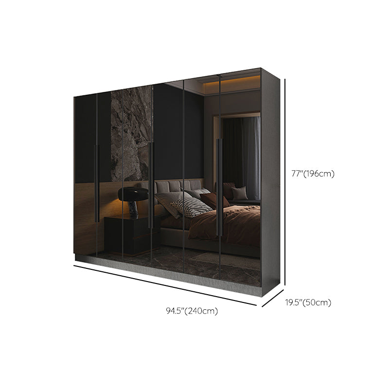 Black Color Glass Wardrobe Soft Close Door Wardrobe Closet for Home