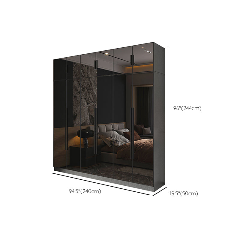 Black Color Glass Wardrobe Soft Close Door Wardrobe Closet for Home
