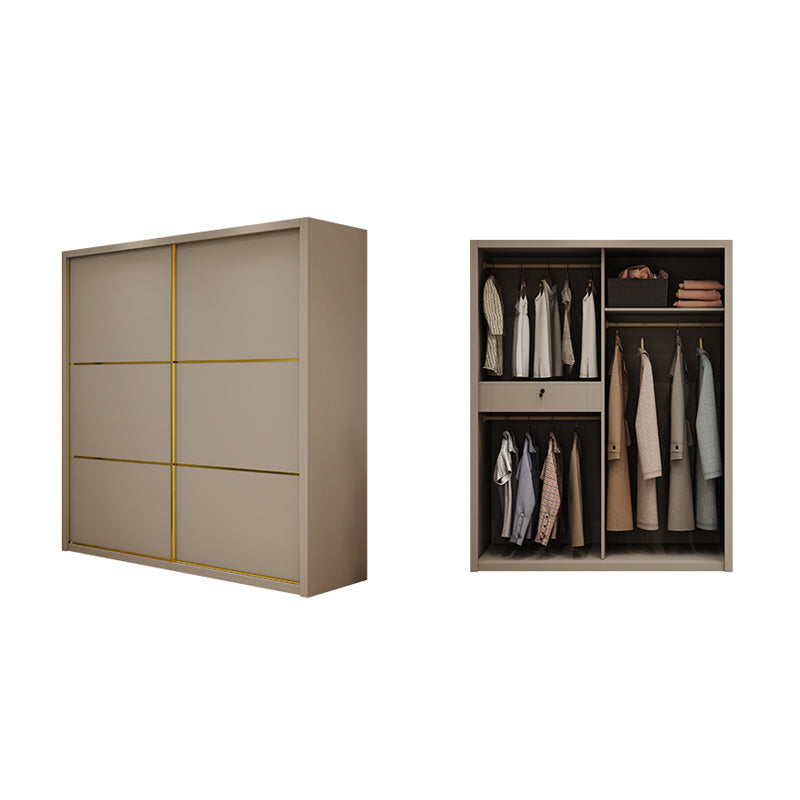 Contemporary Style Wardrobe Wooden Bedroom Wardrobe Closet with Clothes Rail