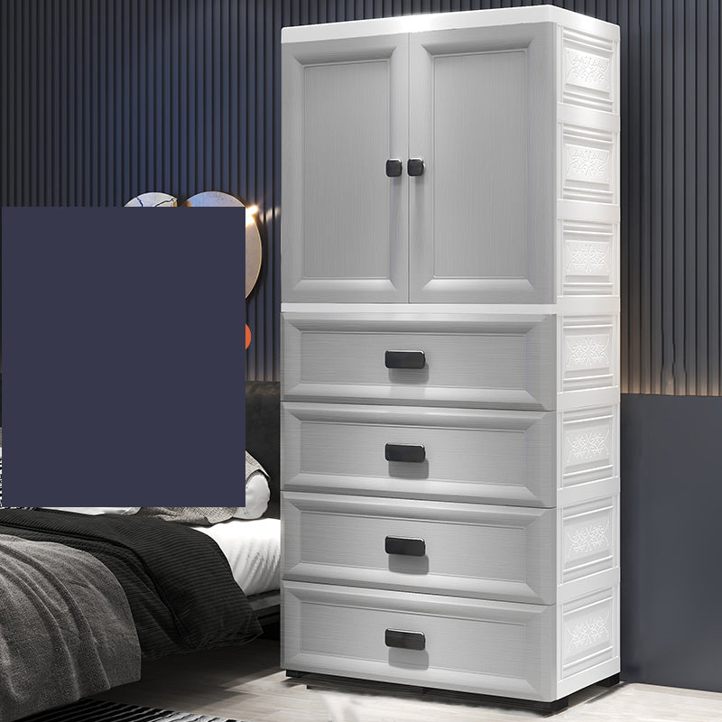 Modern Plastic Storage Cabinet for Bedroom Matte Finish Cabinet with Hinged Door