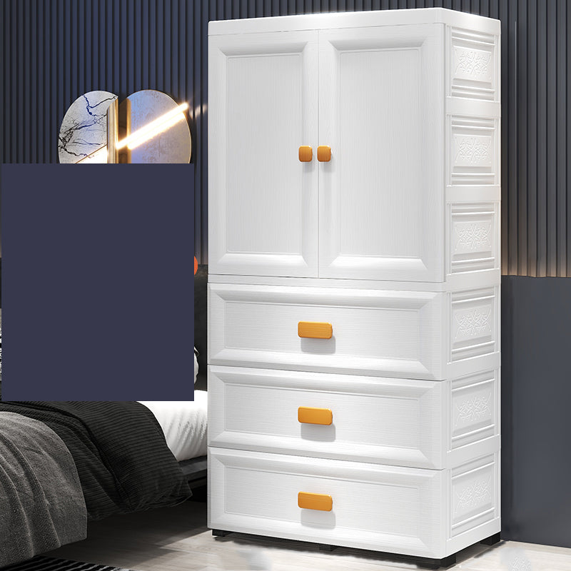 Modern Plastic Storage Cabinet for Bedroom Matte Finish Cabinet with Hinged Door