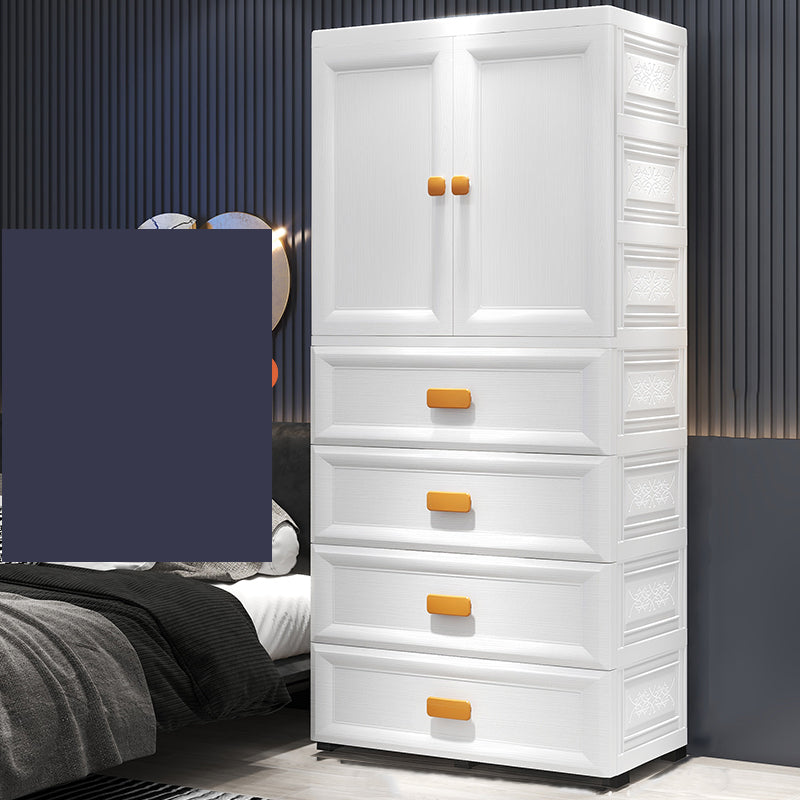 Modern Plastic Storage Cabinet for Bedroom Matte Finish Cabinet with Hinged Door