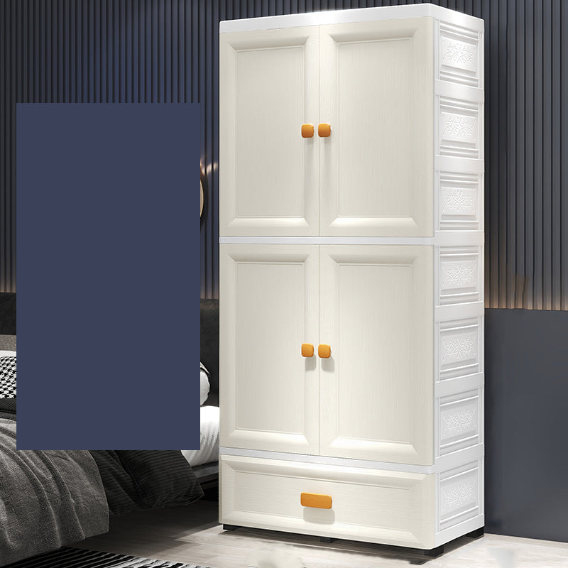 Modern Plastic Storage Cabinet for Bedroom Matte Finish Cabinet with Hinged Door