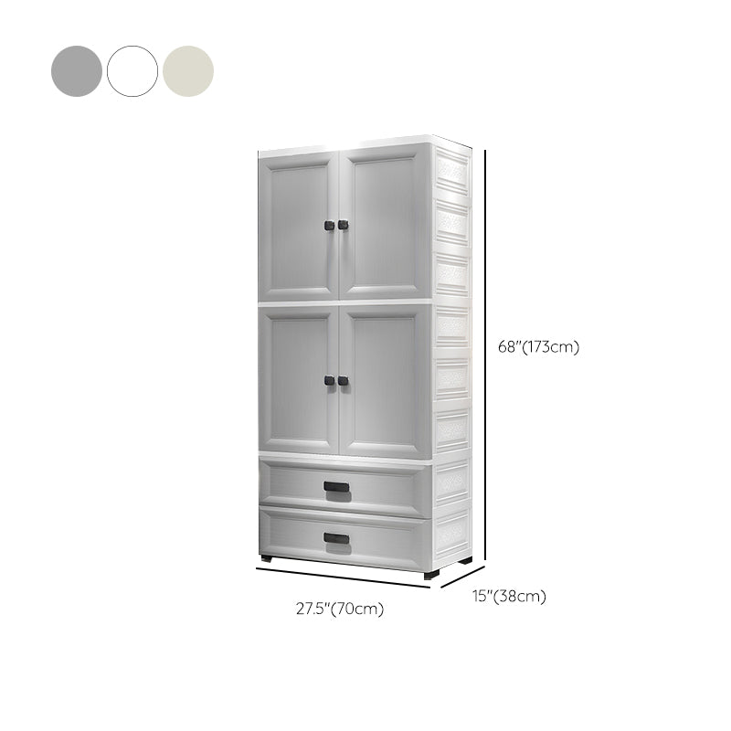 Modern Plastic Storage Cabinet for Bedroom Matte Finish Cabinet with Hinged Door
