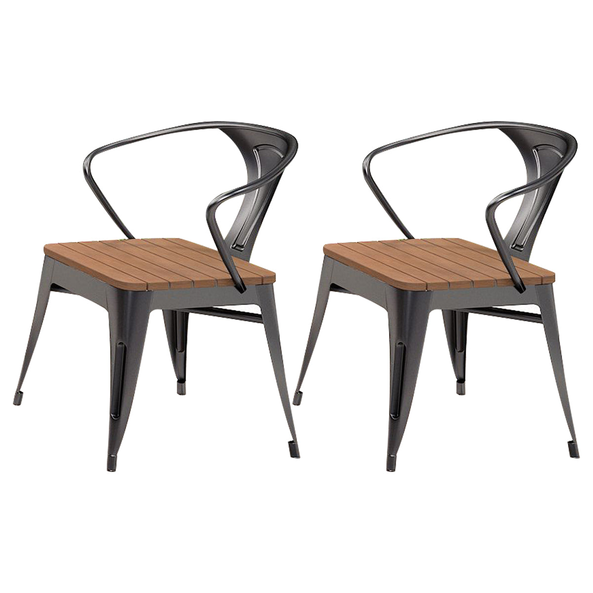 Contemporary Style 1/3/5 Pieces Metal Dining Set Reclaimed Wood Dining Table Set