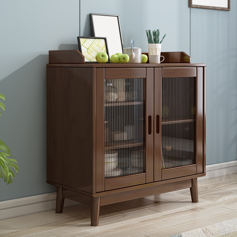Solid Wood Buffet Table Modern Side Board with Cabinets and Drawers