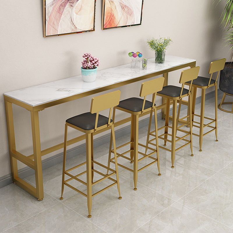 Glam Style Rectangle Bistro Set 1/5/9 Pieces Faux Marble Bar Table Set