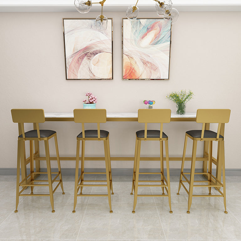 Glam Style Rectangle Bistro Set 1/5/9 Pieces Faux Marble Bar Table Set