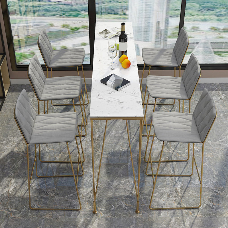 Glam Style Rectangle Bistro Set 1/7 Pieces Faux Marble Counter Set
