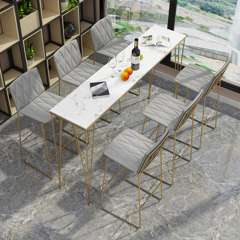 Glam Style Rectangle Bistro Set 1/7 Pieces Faux Marble Counter Set