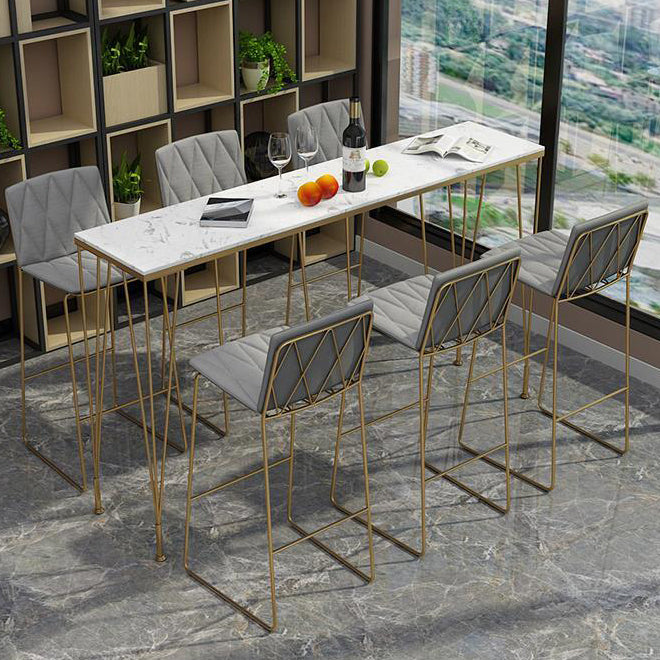 Glam Style Rectangle Bistro Set 1/7 Pieces Faux Marble Counter Set