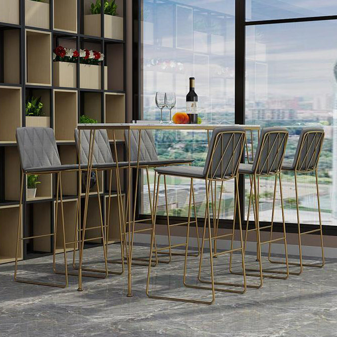 Glam Style Rectangle Bistro Set 1/7 Pieces Faux Marble Counter Set