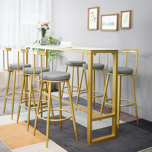 Glam Style Rectangle Bar Set 1/7 Pieces Stone Pub Dining Set for Dining Room