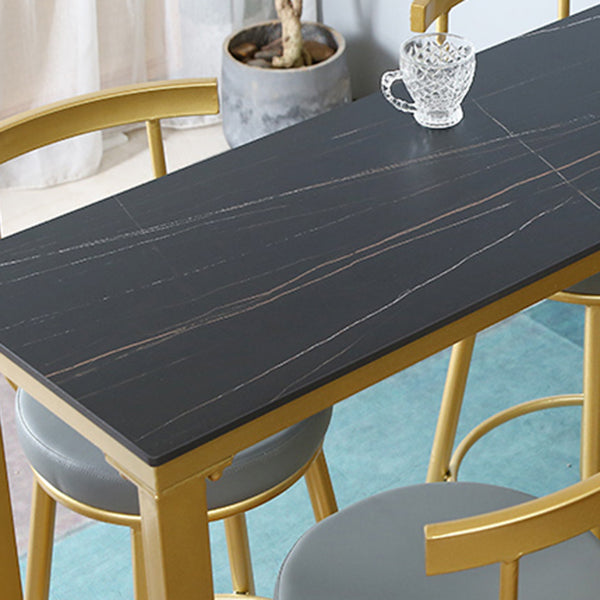 Glam Style Rectangle Bar Set 1/7 Pieces Stone Pub Dining Set for Dining Room