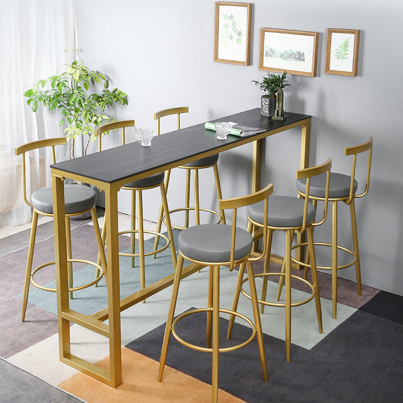 Glam Style Rectangle Bar Set 1/7 Pieces Stone Pub Dining Set for Dining Room