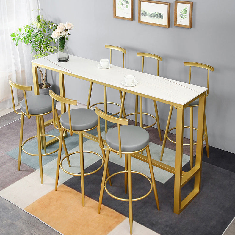 Glam Style Rectangle Bar Set 1/7 Pieces Stone Pub Dining Set for Dining Room