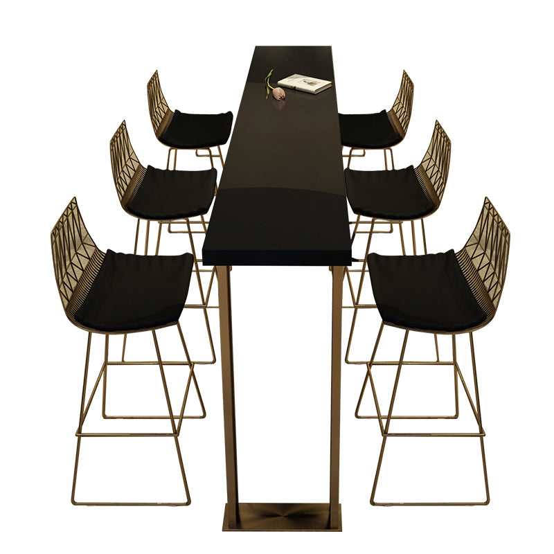 Glam Black Bar Table Set 1/2/7 Pieces Solid Wood Counter Table Set for Indoor