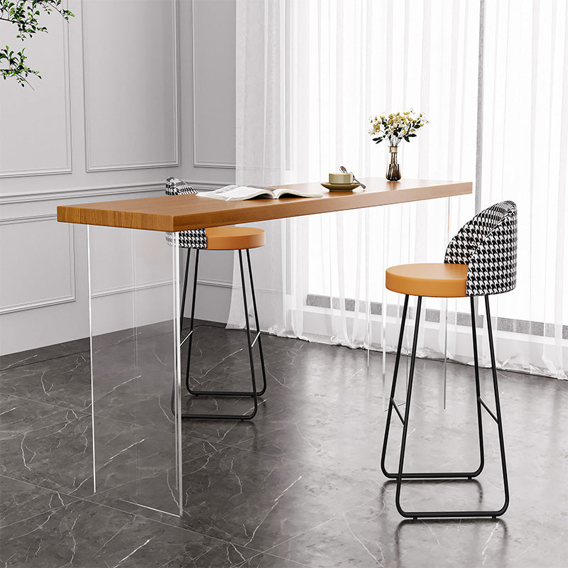 Rectangle Pub Dining Set 1/2/3/5/7 Pieces Solid Wood Counter Table with Upholstered Stools