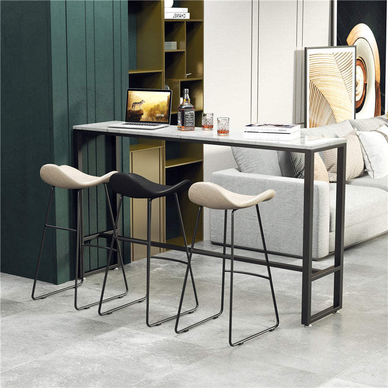 Modern Bar Table Set 1/4 Pieces Marble Counter Table with Upholstered Stools