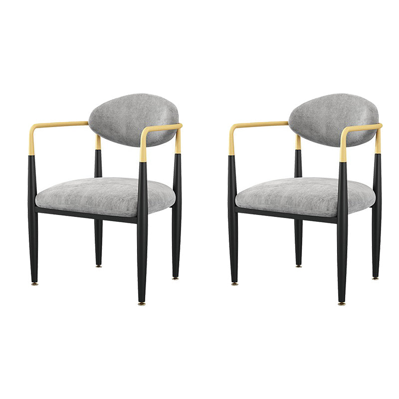 Contemporary Kitchen Dining Arm Chairs Upholstered Dining Chairs in Grey