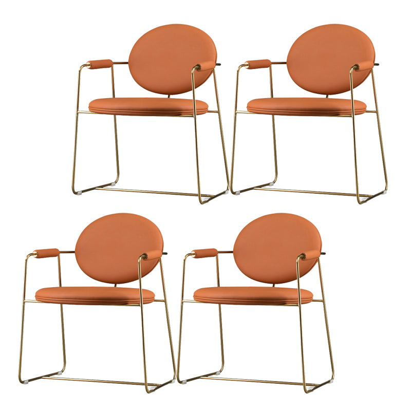 Glam Arm Chair Leather Open Back Dining Chair for Dining Room