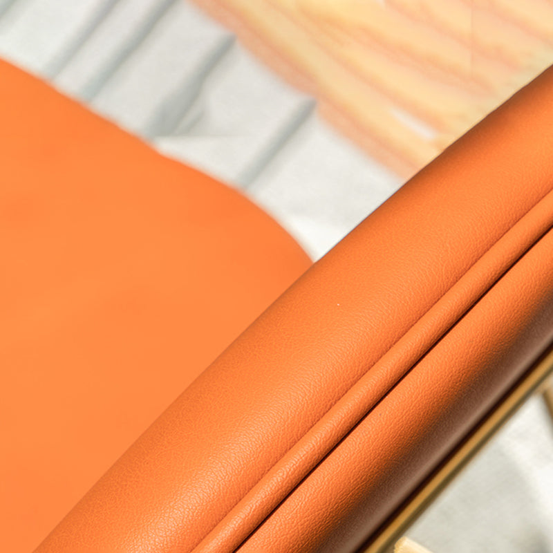 Glam Arm Chair Leather Open Back Dining Chair for Dining Room