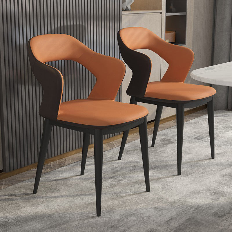 Modern Arm Chair Leather Open Back Dining Chair for Living Room